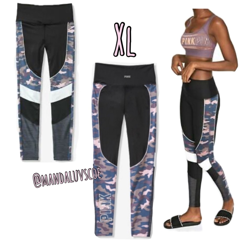 💗VS PINK ULTIMATE HIGH WAIST CAMO LEGGINGS GREY MARL (chalk rose camo)